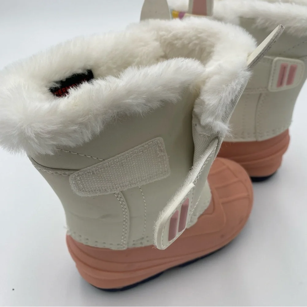 Cat & Jack Thermolite Unicorn Faux Fur Lined Little Girl Snow Boots Shoes Size 6